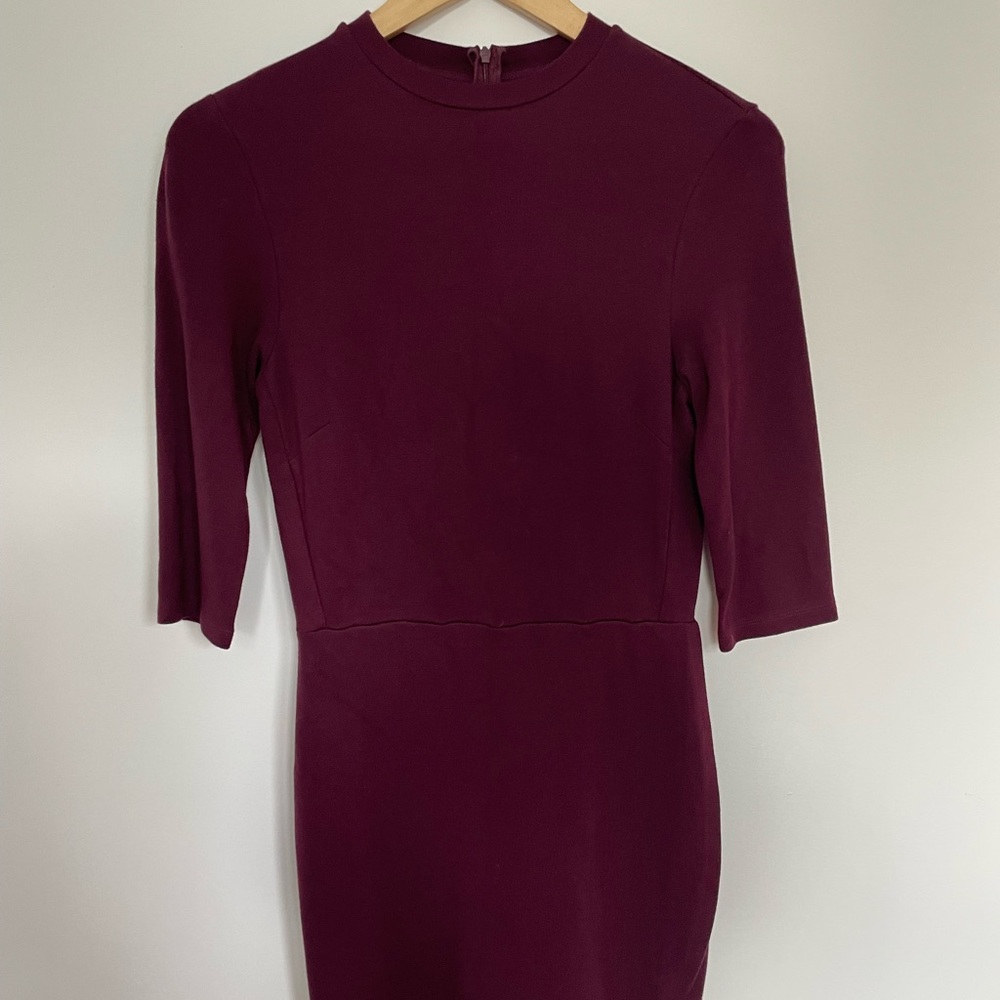 Burbundy long sleeve bodycon/ wrap over dress from Topshop